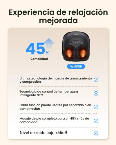 Vista 7 de RENPHO Masajeador completo de pies con calor [2026 actualizado], 3 niveles de compresión y amasamiento profundo, masaje de pies shiatsu