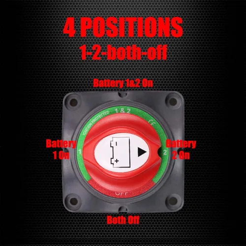 Vista 2 de Ampper - Interruptor de batería 1-2-ambos-apagado 12V - 48V, interruptor de desconexión de batería marina, corte de energía y apagado para auto