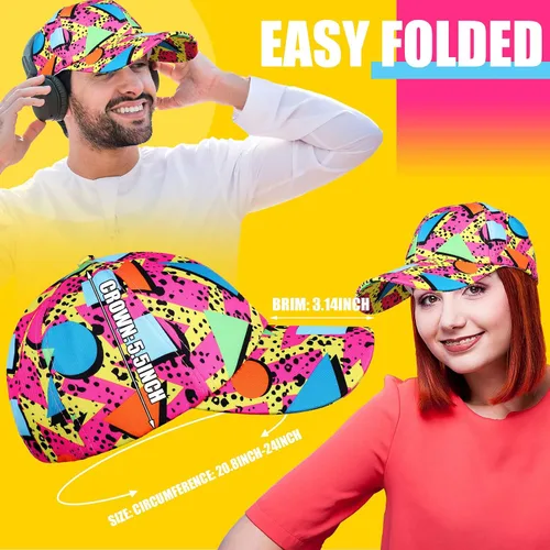 Vista 2 de Riñonera de 2 piezas de los años 80 y 90 para mujeres y hombres, traje de los años 90, sombrero de cintura ajustable, bolsa retro para hombre