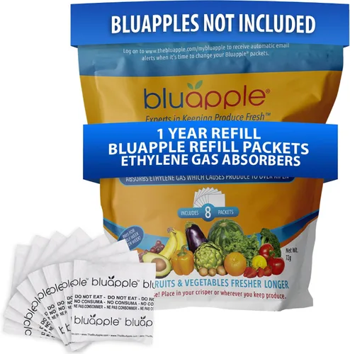 Vista 10 de Bluapple Produce Saver Absorbedor De Gas Etileno, Paquete De 2: Mantiene Las Frutas Y Verduras Frescas Por Más Tiempo En El Refrigerador Y Fruteros