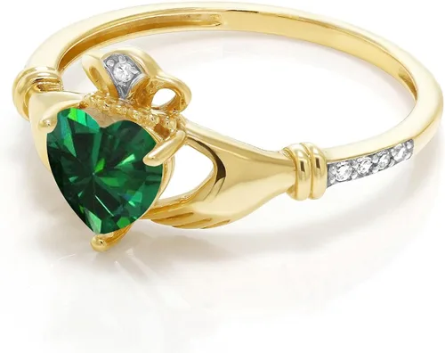 Vista 25 de Gem Stone King Anillo de compromiso claddagh celta irlandés de oro amarillo de 10 quilates con piedra preciosa en forma de corazón de 0.236 in
