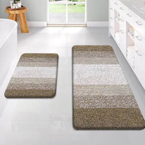 Vista 113 de OLANLY - Juego de tapetes para baño de 2 piezas, de microfibra, suaves y absorbentes, antideslizantes, lavables a máquina y para secadora, felpudos