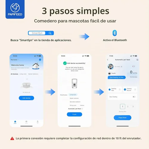 Vista 9 de PAPIFEED Comedero Automático para Gatos, Dispensador de Comida Automático para Gatos de 2.4G WiFi con Control de Aplicación, Comedero Automático