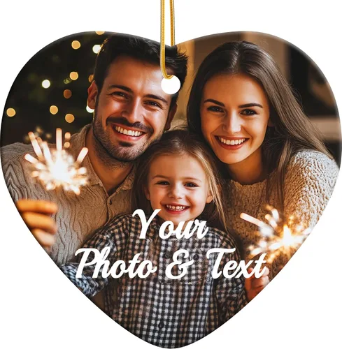 Vista 9 de Adornos personalizados para la primera Navidad del bebé, adornos colgantes de cerámica con foto de bebé, regalo de recuerdo para bebé recién nacido