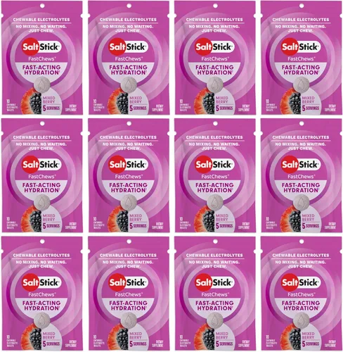 Vista 14 de SaltStick Electrolyte FastChews - 120 unidades sabor manzana verde - Tabletas masticables de electrolitos para la hidratación, pastillas de sal - 10