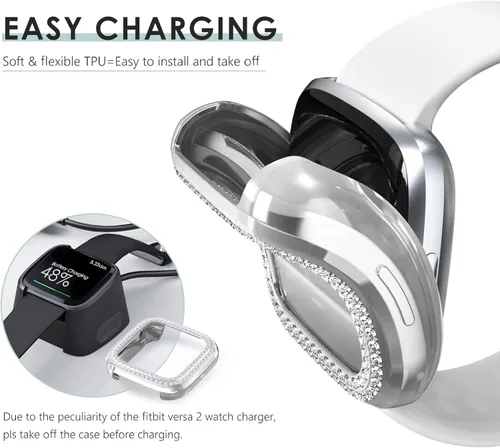 Vista 2 de CHANCHY Paquete de 10 fundas protectoras de pantalla compatibles con Fitbit Versa 2, funda protectora completa de TPU suave cubierta parachoques