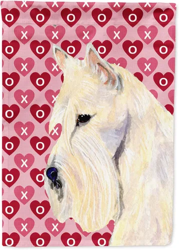 Vista 294 de Caroline's Treasures SS4484GF Bandera de jardín con diseño de bulldog inglés y corazones para el Día de San Valentín, bandera decorativa para patio