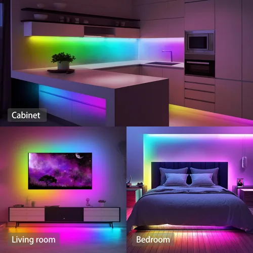 Vista 9 de GUPUP Tira de luces LED COB RGB Smart IC de 16.4 pies, tira de luz de persecución de color direccionable, 24 V 2880 LED, kit de iluminación de cinta