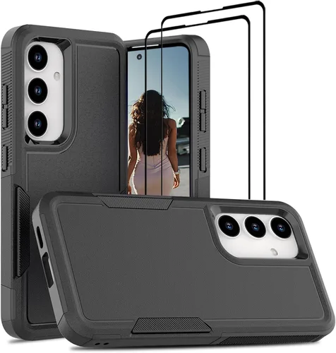 Vista 39 de Jeylly Funda para Samsung Galaxy S10 Plus S10+, ajuste delgado, doble capa, resistente, absorción de golpes, TPU con carcasa trasera de Negro