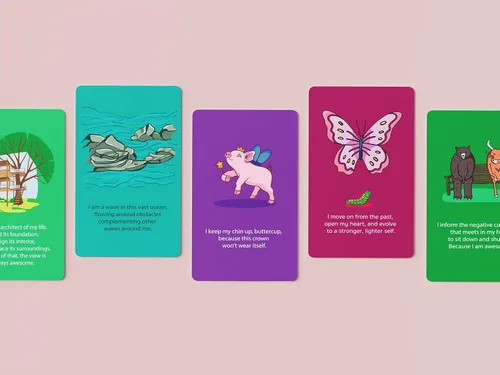 Vista 3 de ¡Eres increíble! Volumen 1 divertidas tarjetas de afirmación positiva ilustradas. 52 mensajes inspiradores y motivacionales diarios