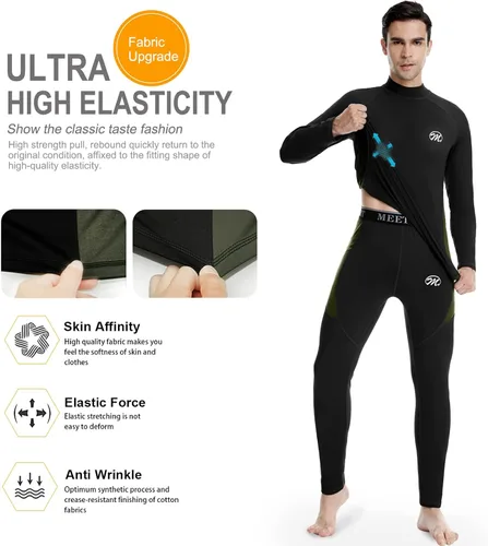 Vista 4 de Ropa interior térmica para hombre, forro polar de invierno, ropa interior de compresión para hombre, ropa interior y parte inferior cálida