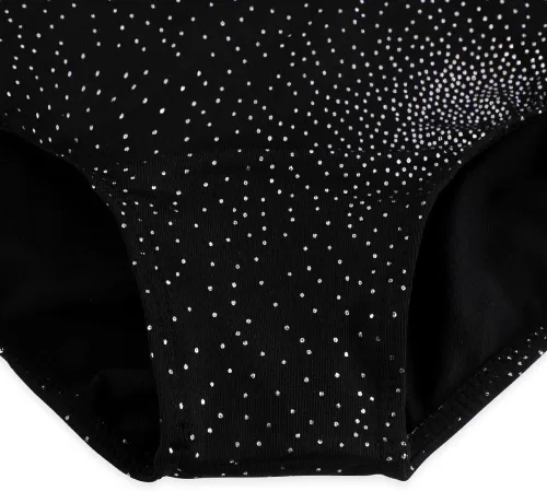 Vista 4 de HOZIY Leotardos de gimnasia para niñas, sin mangas, manga larga, copos de nieve, azul, morado, lentejuelas, cintas coloridas, rayas de leopardo rosa