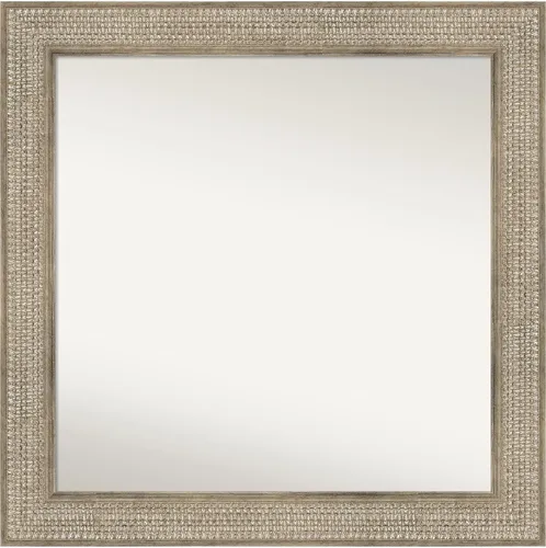 Vista 289 de Amanti Art Espejo de baño plateado para sobre fregadero, 26 x 26 pulgadas, espejo cuadrado de níquel pulido, marco de madera tradicional mediano, se