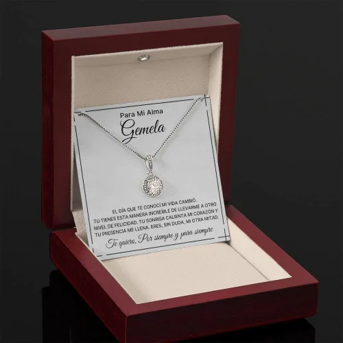 Vista 2 de Collar Para Mi Alma Gemela En Espanol - Collar Para Boda, Cosas Para Mi Novia, Cadenas Cubanas Acero Inocidable, Girls Cross Necklace Ages 5-8