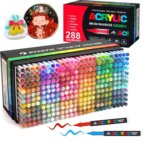 Vista 11 de Amamao Marcadores de pintura acrílica, bolígrafos de punta de pincel suave y marcadores, bolígrafos de pintura acrílica para madera, piedra, lienzo