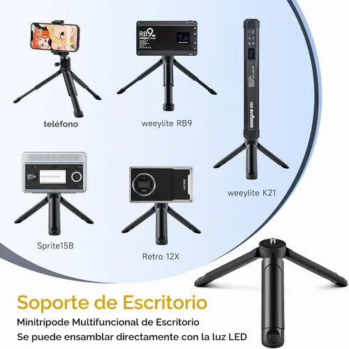 Vista 7 de Mini trípode de 1/4, soporte de escritorio C01 Pro de sobremesa, trípode compacto con tornillo de 1/4 pulgadas para luz weeylite K21, luz de foto