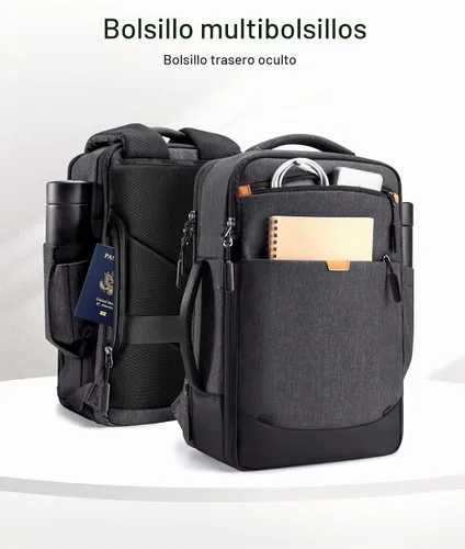 Vista 5 de Inateck Mochila de viaje expandible de 17-20L para laptop aprobada por aerolíneas, equipaje de cabina de 3 vías resistente a salpicaduras para Negro