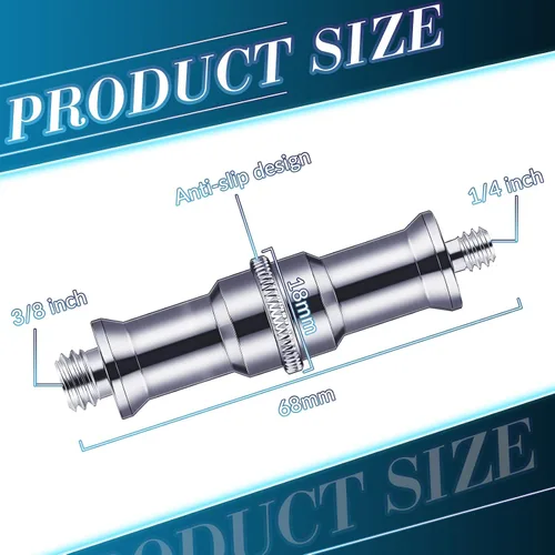 Vista 3 de 8 piezas estándar de 1/4 a 3/8 pulgadas convertidor macho de metal roscado tornillo adaptador de tornillo para cámara trípode soporte de luz