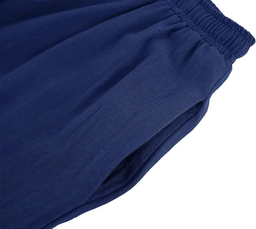 Vista 4 de Pantalones de tobillo medievales para niños y niños, disfraz de pirata vikinga, con cordones y bandas cónicas, pantalones góticos