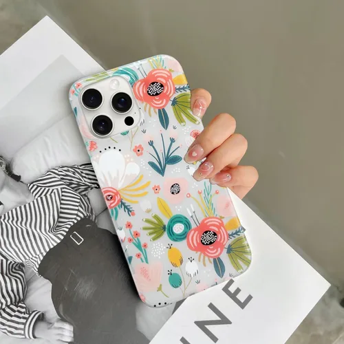 Vista 5 de J.west Funda para iPhone 13 Pro Max, funda transparente floral flexible de TPU a prueba de golpes, diseño elegante transparente, funda protectora