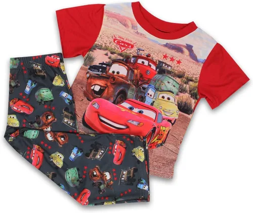 Vista 7 de Disney Cars - Conjunto de pijama de 2 piezas con pantalones de manga corta para niños pequeños