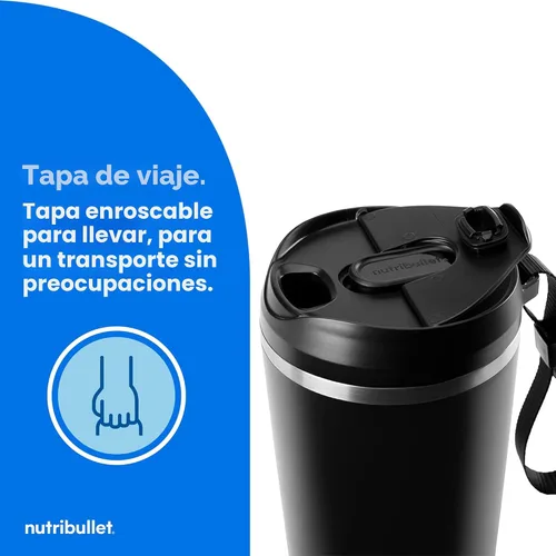 Vista 10 de nutribullet Batidora portátil abatible con vaso aislante, inalámbrico, negro, NBPB50350AK