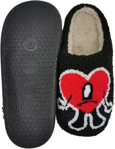 Vista 5 de Bad Cute Bunny Slippers for Women Men Retro Memory Foam Cute Cartoon Plush Fluffy Warm Fur Lined slippers Indoor House Home Winter Shoes