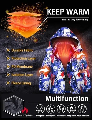 Vista 5 de Chaqueta de esquí impermeable para niño con capucha GEMYSE