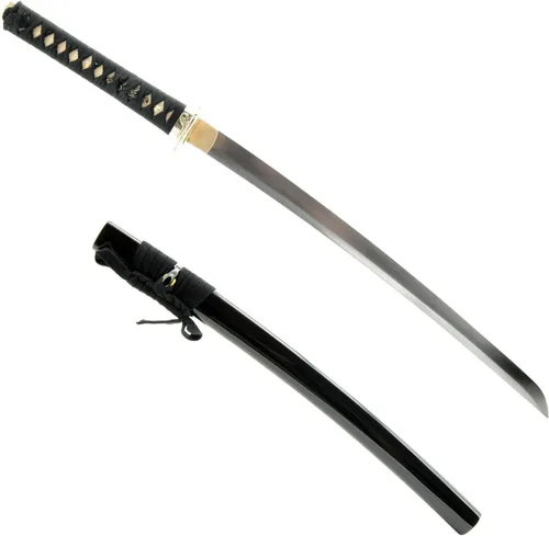 Vista 16 de Espada Wakizashi japonesa hecha a mano, práctica, forjada a mano, acero al carbono 1045/1060/1080, templado al calor, espiga completa, afilada
