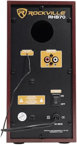 Vista 5 de Rockville Sistema de altavoces compacto de cine en casa RHB70 con Bluetooth/USB/FM, madera de cerezo Bluetooth, USB, tarjeta SD, RCA Aux