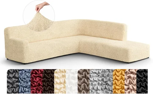 Vista 31 de PAULATO BY GA.I.CO. Funda de sofá modular, funda para sofá chaise longue en forma de L, fundas lavables para sofá esquinero, funda elástica de Gris