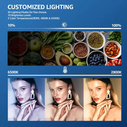 Vista 9 de NiceVeedi Kit de iluminación LED para fotografía, paquete de 2 luces de video portátiles de 8 pulgadas con soporte de trípode ajustable de 29 7.9 in