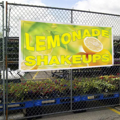 Vista 4 de Cartel de vinilo de varios tamaños limonada Shakeups Restaurant Cafe Bar A Food & Beverage Outdoor resistente a la intemperie industrial letreros