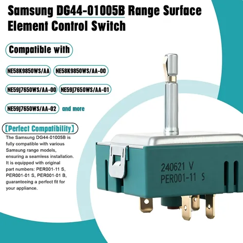 Vista 6 de Interruptor de control infinito de doble rango DG44-01005B, sustituye a DG44-01005A. Apto para horno/estufa Samsung. Número de producción original