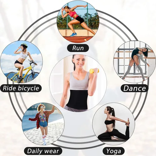 Vista 7 de Geyoga 2 piezas de reductor de cintura para mujer, para sudar, entrenamiento de cintura para culturismo, grasa del vientre inferior