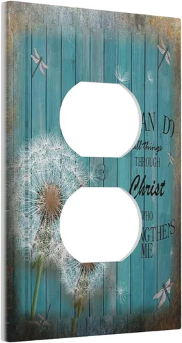 Vista 18 de Cubiertas Decorativas para Placas de Interruptor Diente de León Azul Rústico Citas Inspiradoras Casa de Campo Tablón de Madera Gris 1 Gang Cubierta