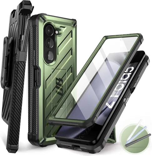 Vista 10 de SUPCASE Funda para Samsung Galaxy Z Fold 5 con soporte incorporado, color negro Built-in Screen Protector, Detachable Belt Clip, S Pen Holder
