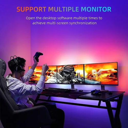 Vista 3 de Retroiluminación LED para TV, tira de luces LED para TV, tira de luz inteligente, tira de luz de sincronización de monitor de computadora