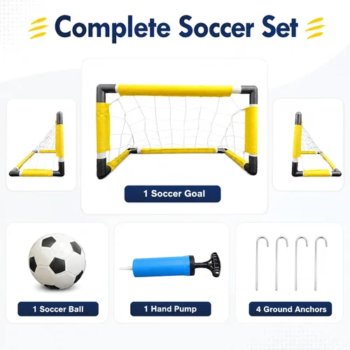 Vista 6 de Juego de portería de fútbol para niños con pelota, bomba y red, juguete deportivo portátil al aire libre para diversión de verano, fácil
