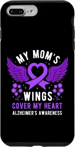 Vista 9 de Funda morada para iPhone 14 My Mom's Wings Cover My Heart Alzheimer's Awareness