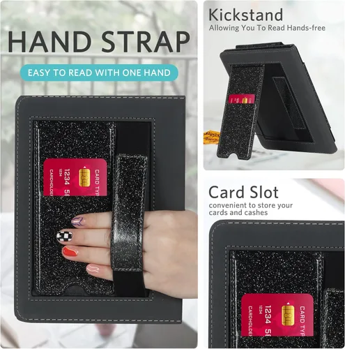 Vista 4 de CoBak Funda con soporte para Kindle Paperwhite - Funda de piel sintética duradera con función de apagado y encendido automático, ranura