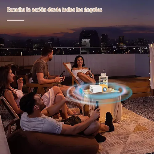 Vista 6 de Mini proyectores de video 720P proyector de película, proyección de pantalla de 24 a 60 pulgadas, proyector LED amigable con los ojos para cine