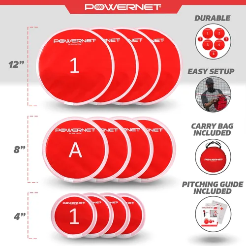 Vista 3 de PowerNet Pitch Perfect Targets & Strikeout Bundle, Softball Baseball Training Equipment Attachment for Baseball Net, Improve Throwing with Strike