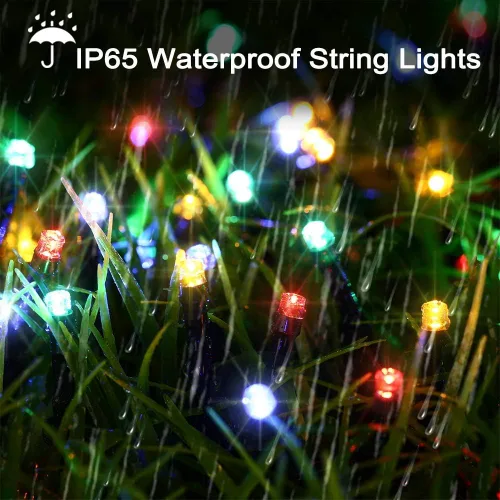 Vista 4 de Toodour Paquete de 2 luces solares de Navidad multicolor y 2 unidades de luces solares rojas de Navidad