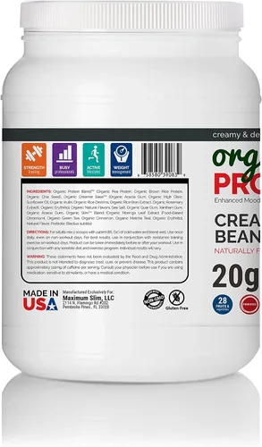 Vista 2 de Maximum Slim Batido de proteínas orgánico - Sabor cremoso de vainilla