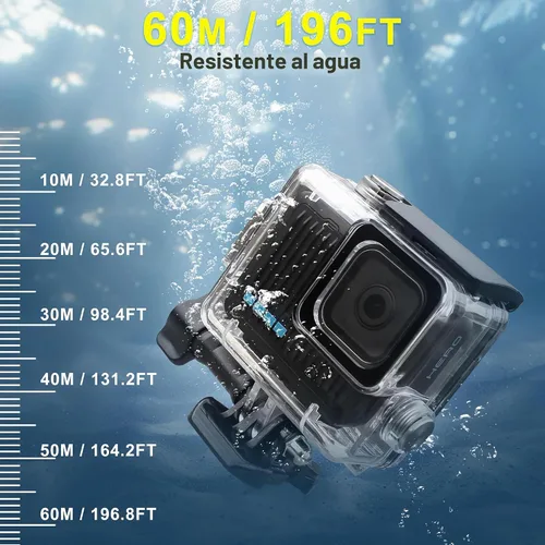 Vista 2 de OKFUN Funda protectora de buceo impermeable para Go Pro Hero 4K, 196 pies/196.9 ft, carcasa duradera para buceo subacuático, esnórquel, surf