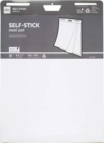 Vista 4 de Office Depot® Brand - Almohadilla de caballete autoadhesiva, 25 x 30 pulgadas, 30 hojas, 30% reciclado, blanco, 21509