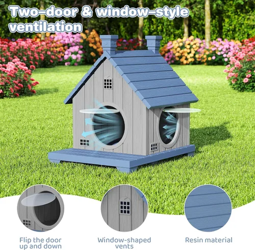 Vista 4 de Casa para gatos al aire libre, resistente a la intemperie, casas de resina duradera para gatos interiores y exteriores, refugio para gatos al aire