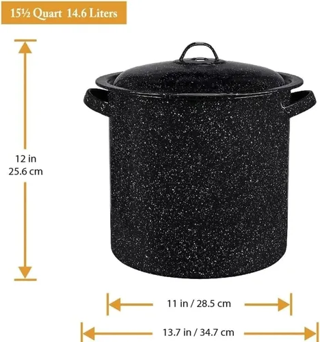 Vista 3 de Granite Ware 15.5-Quart Stockpot, Large Capacity for Soups, Stews, Pasta - Durable Graniteware with Non-Stick Surface for Easy Cleaning