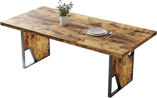 Vista 2 de Mesa de comedor moderna de 70.8", mesa de cocina de madera para 4-6 Una mesa